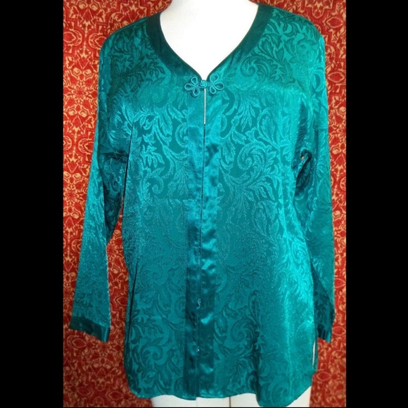 INNER MOST green long sleeve polyester blouse S - Picture 1 of 6
